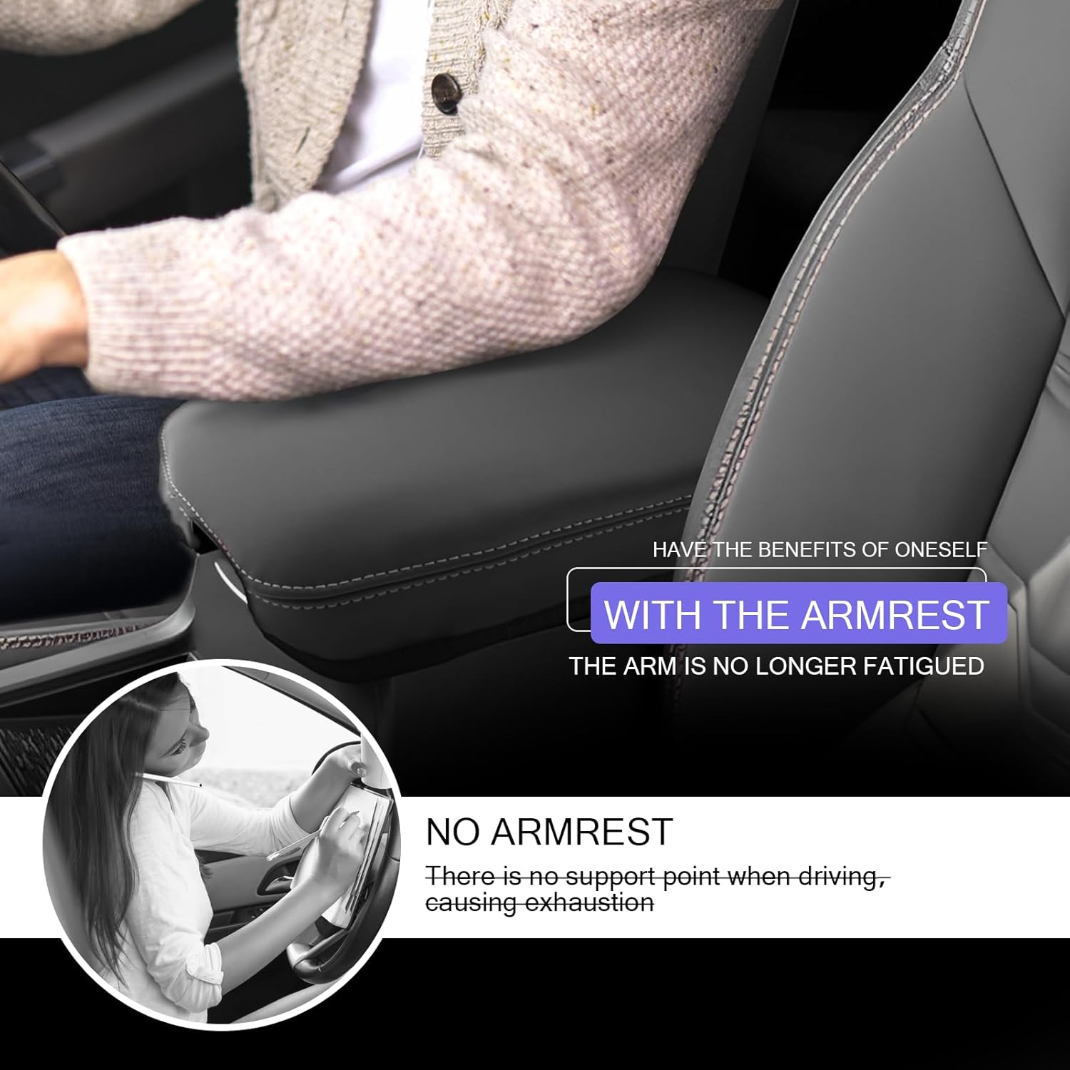 LUWU 2025 2026 Frontier Center Console Cover Compatible with 2022 2023 2024 2025 2026 Nissan Frontier Accessories Armrest Console Cover Cat Scratch Resistant, Ultra-Soft (Thick Black-Gray Line)