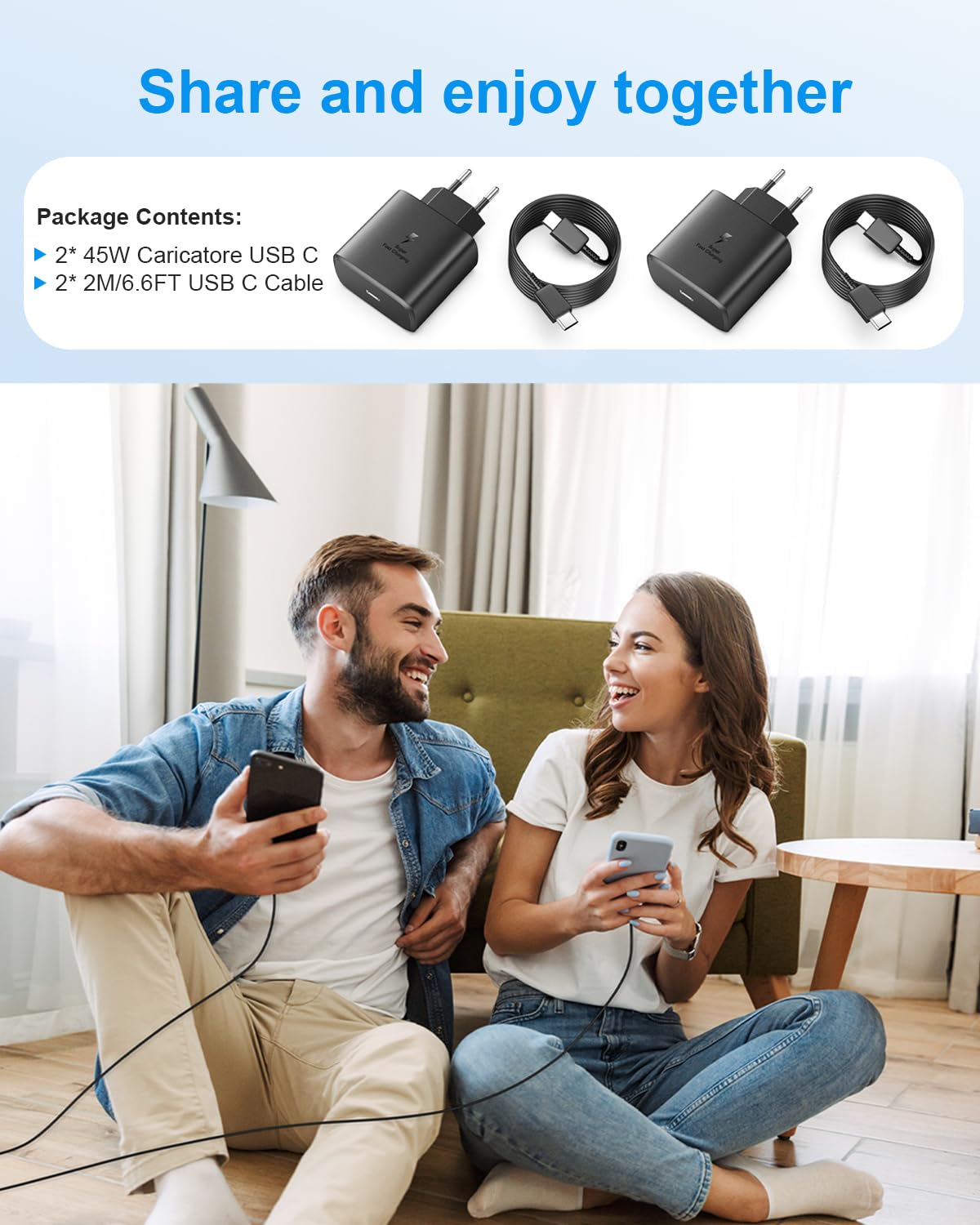 Caricatore per Samsung 45W Caricabatterie USB C