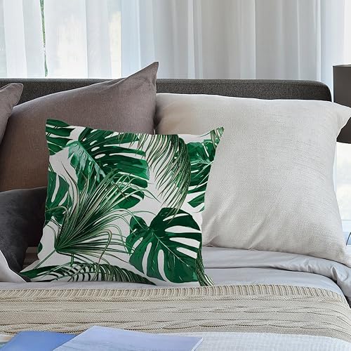 Miniatura 4 de HGOD DESIGNS Funda de almohada decorativa de hoja de palmera, de lino y algodón con palmera, para exteriores, fundas cuadradas estándar para sofá,