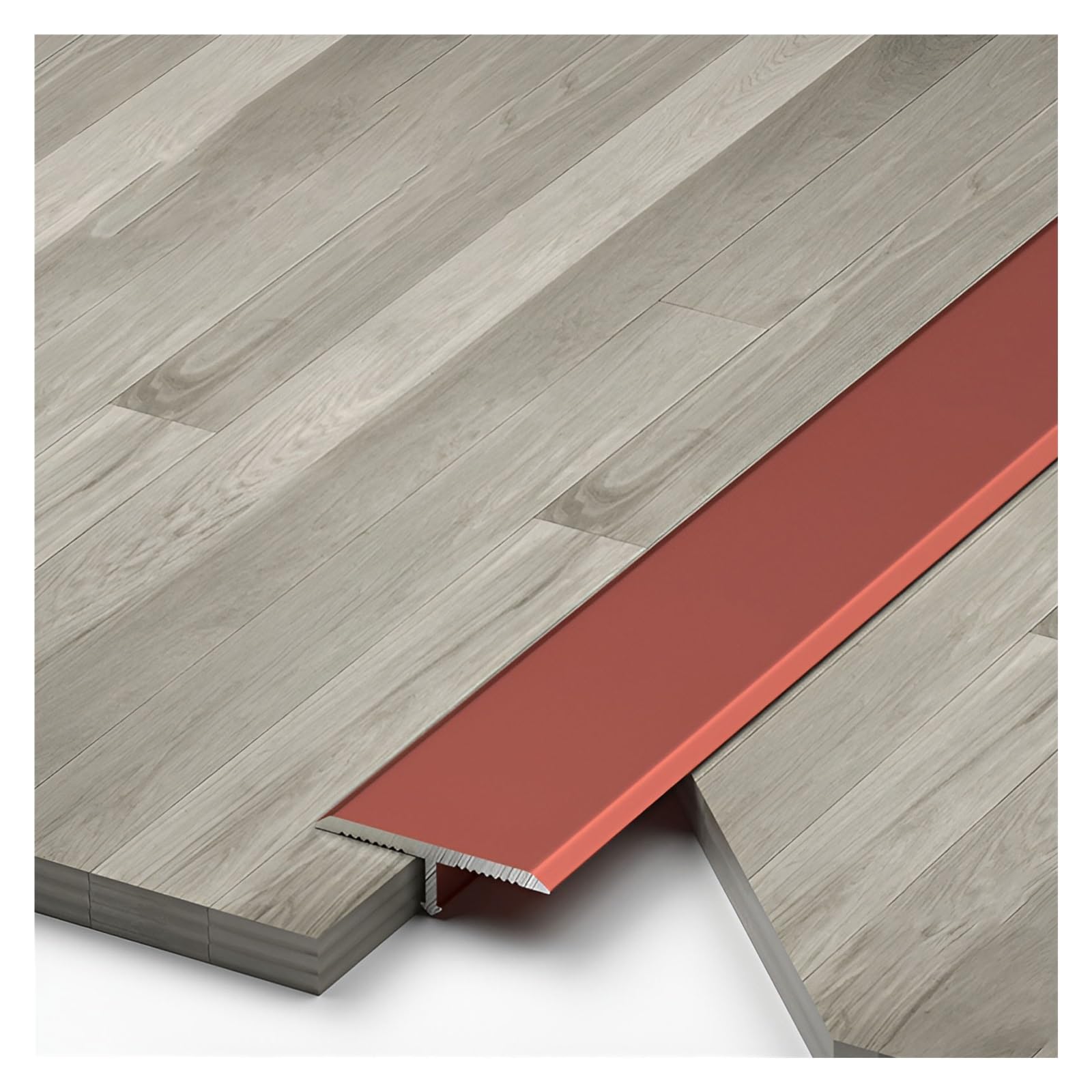 3Pcs Floor Transition Strip Alternative Aluminum Floor Joiner Edge Trim Waterproof T-Shaped Metal Threshold for Doorways Room Dividers Fits Laminate to Tile Transitions(Red,1CM*270cm(3 * 90cm))