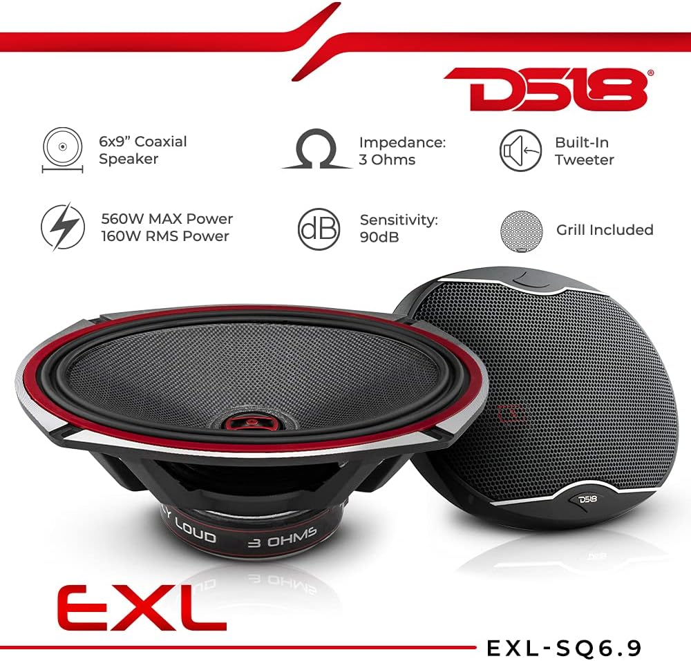 PAIR DS18 EXL-SQ6.9 6x9 2 WAY COAXIAL SPEAKER 560 WATT CAR STEREO