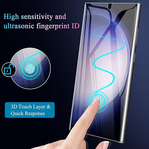 Miniatura 4 de LYWHL Protector de pantalla para Samsung Galaxy S23 Ultra no vidrio, película flexible adhesiva fuerte HD compatible con huellas dactilares +