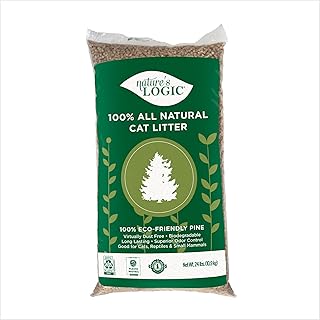 Nature's Logic 100% Natural Pine Pellet Cat Litter - 100% Ponderosa Pine, Dust-Free, Unscented, Biodegradable - Safe for Cats, Kittens, Reptiles & Small Pets - Highly Absorbent - 24 lb Bag