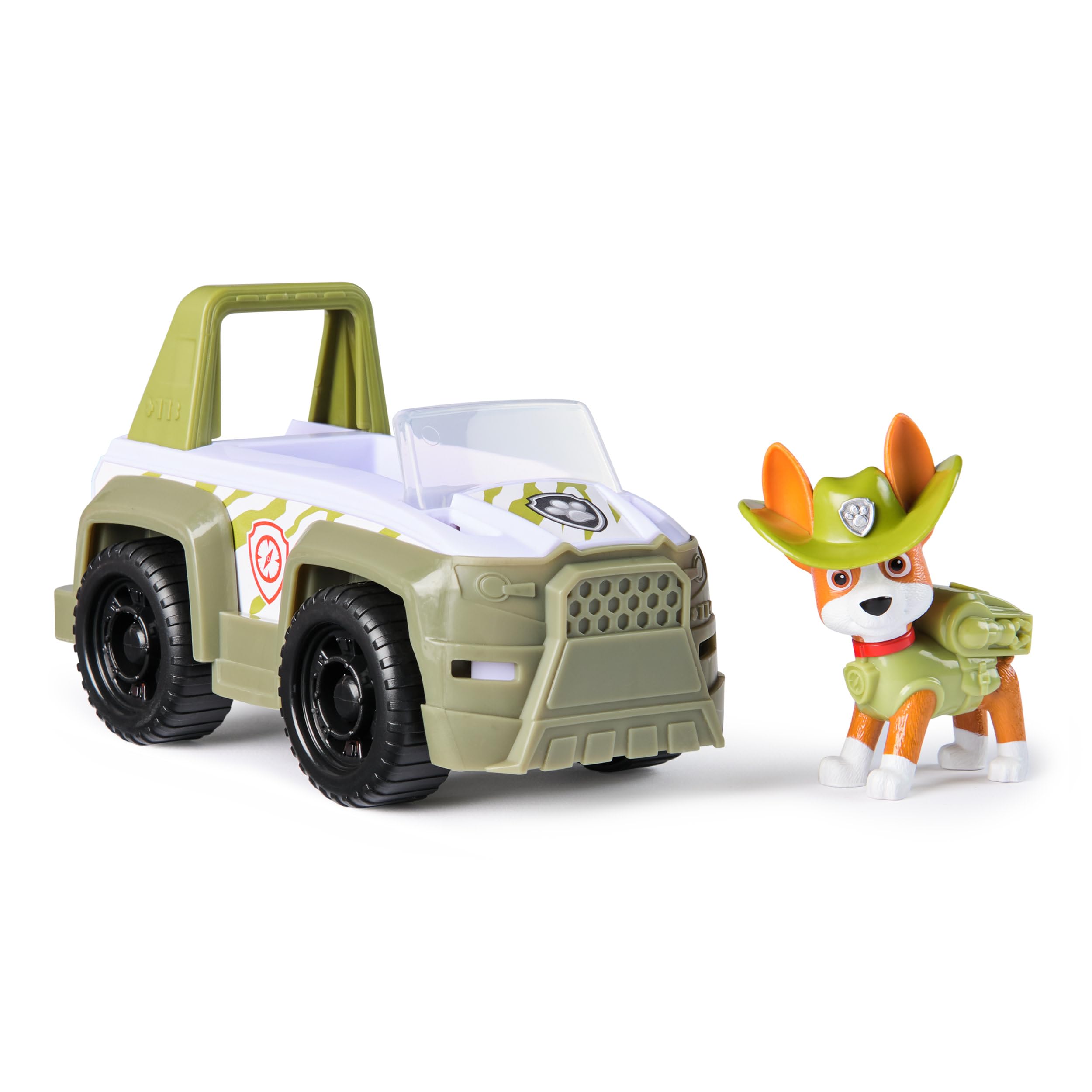 PAW PATROL - Tracker-Figur mit Dschungel-Fahrzeug, stabiles Basis-Fahrzeug , authentisches Spielzeug zur Serie für Kinder ab 3 Jahren