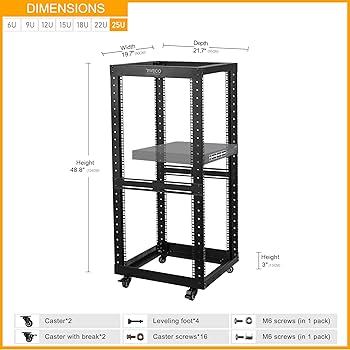 Amazon.com: RIVECO 25U Open Frame Server Rack with Wheels- Heavy