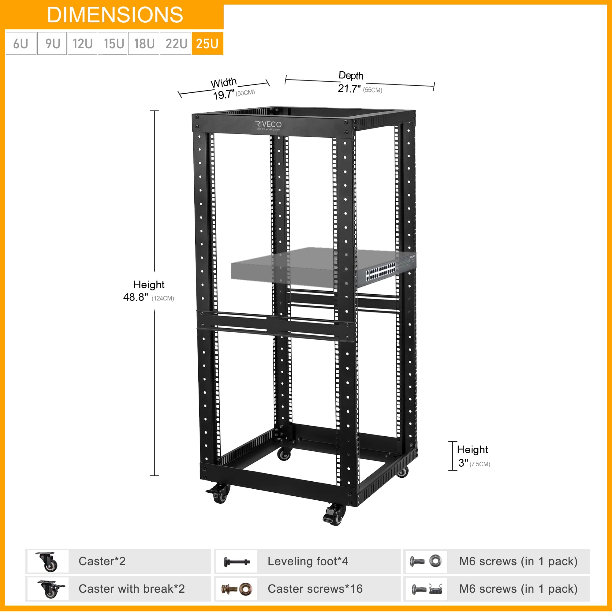 ARCARD SHELF〈2025NEWMODEL〉ASM-B692HFCO Amazon.com: RIVECO 25U Open Frame Server Rack with Wheels