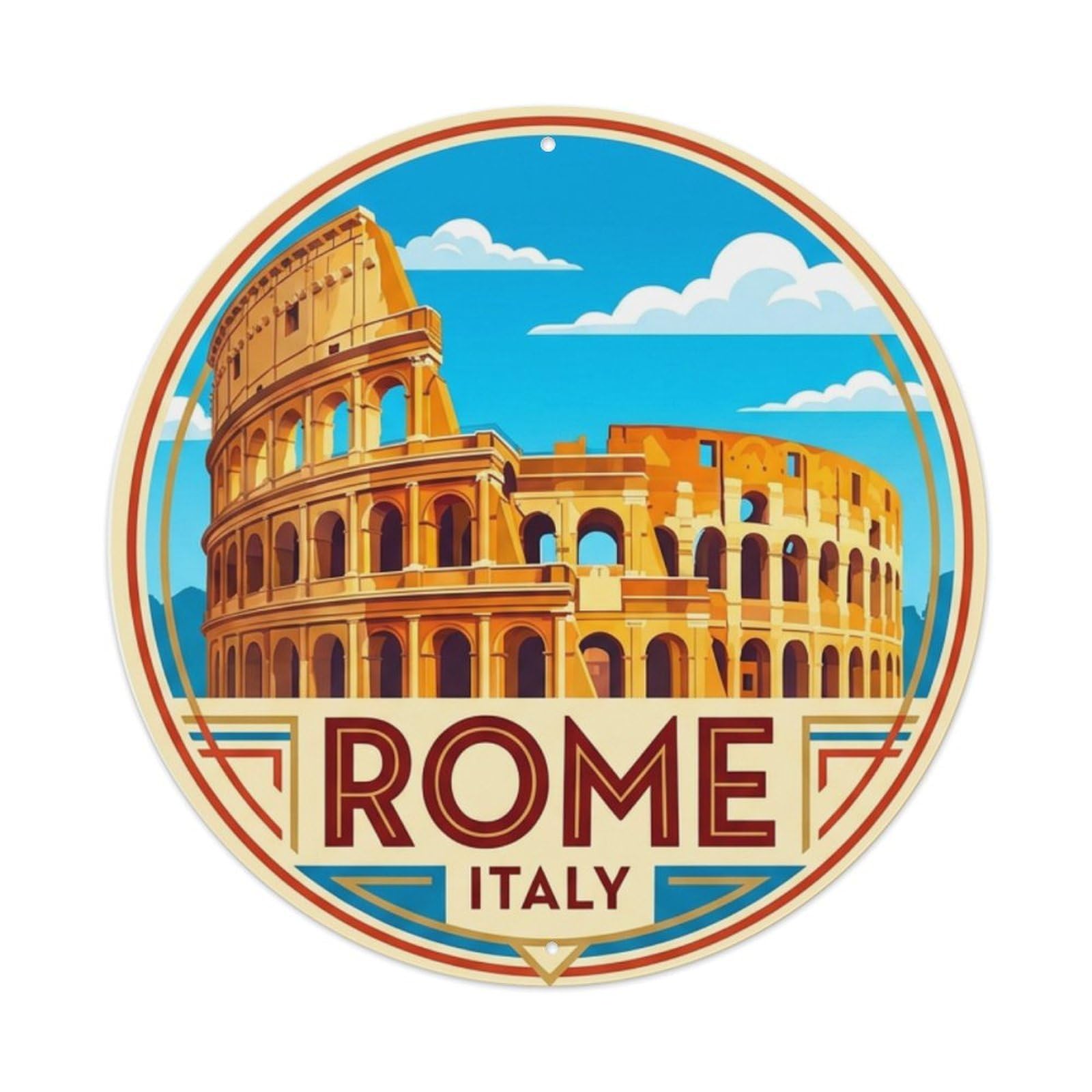 Metal Tin Sign Vintage Travel Italy Rome