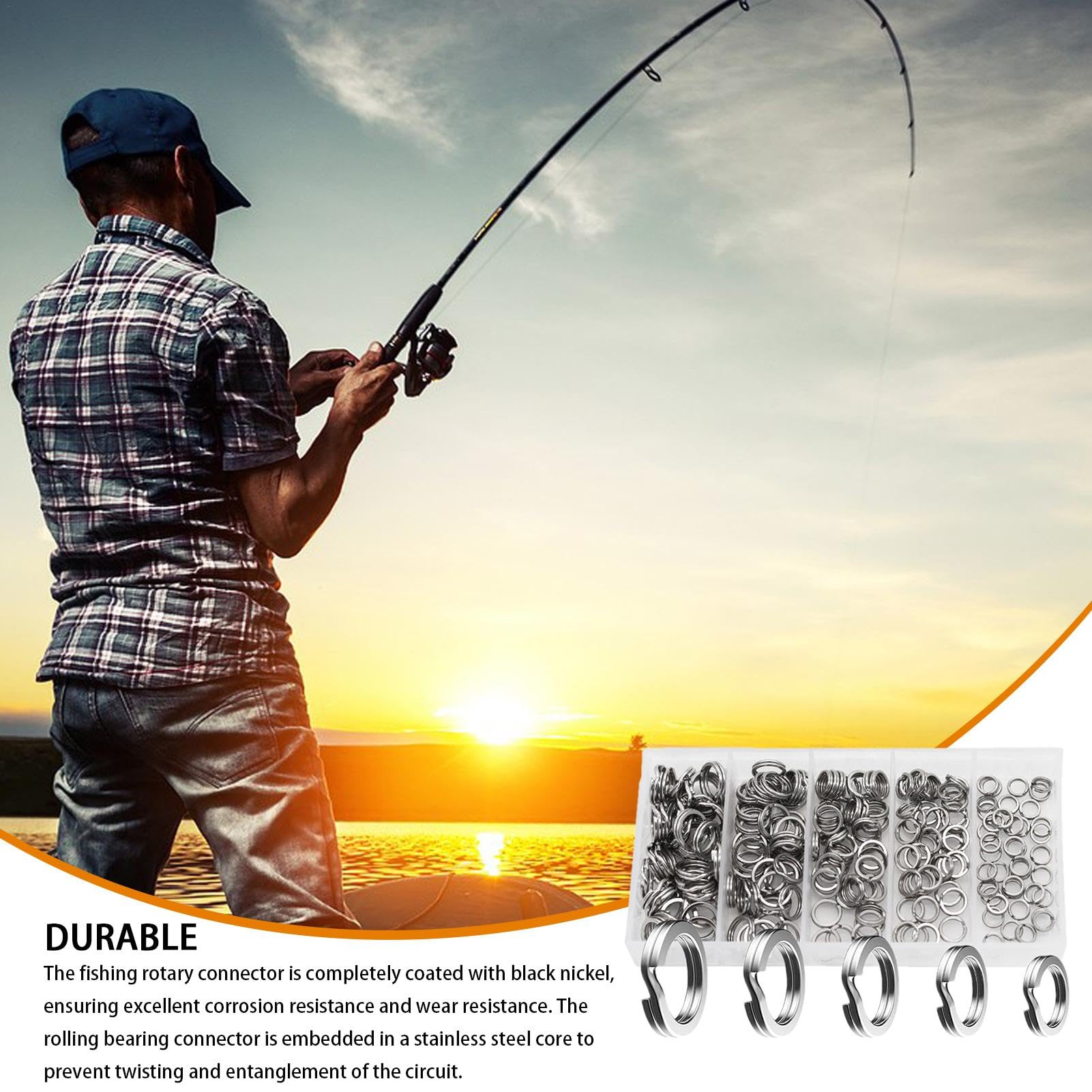 Kit 200 Anelli Spezzati Pesca In Acciaio Inox - Diametri 4-6mm, Doppi O-Ring, Per Acqua Dolce E Salata