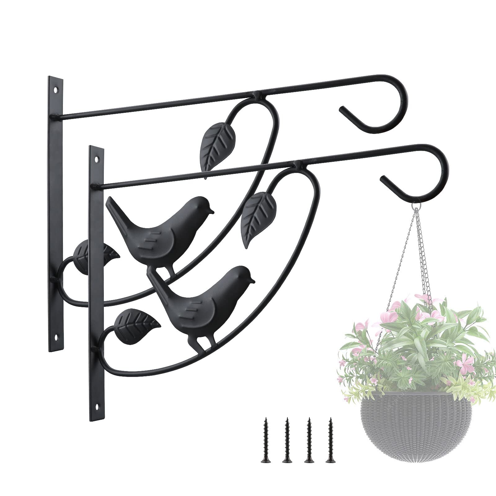Amazon.com: HOME MASTER HARDWARE 12 in Hanging Plants Bracket,Wall Mounted  Planter Hooks Hangers Flower Pot Bird Feeder Wind Chime for Lanterns  Outdoor Indoor Lawn Garden with Screws Black 2 Pack : Patio,