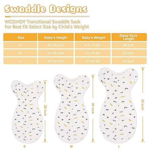 Miniatura 6 de WODHOY Swaddle Recién Nacido Edad 0-3 Meses, Paquete de 2 Saco de Bebé con Cremallera de 2 Vías, 100% Algodón Arms Up para Recién Nacidos, Brazos