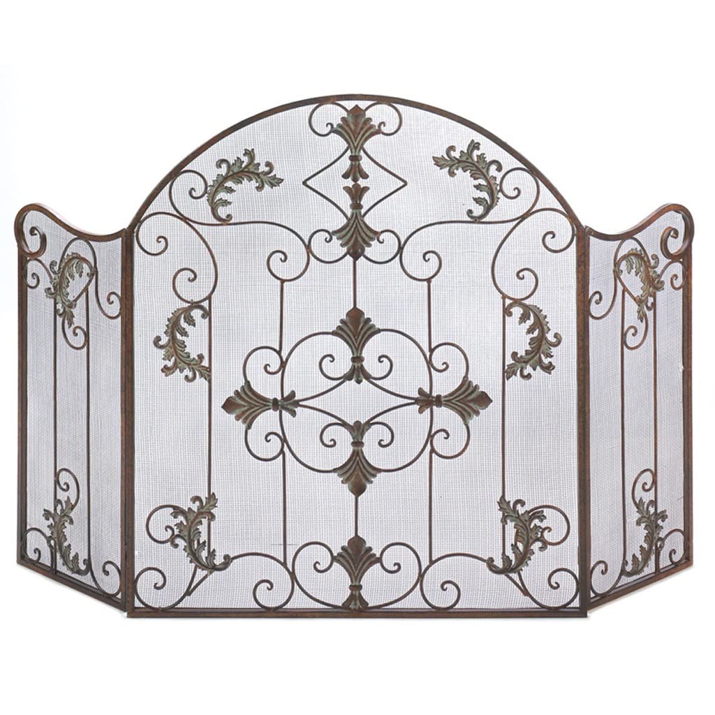 Salvachispas Chimenea País Retro Chimenea Screen Home Fire Guardrail Sala de Estar Hierro Forjado Hierro Incorporado Estufa incrustada Funda Chimenea Partición de la Cerca 27.5 × 31.5 Pulgadas