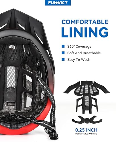 Miniatura 7 de Casco de bicicleta para adultos con visera y gafas para hombres y mujeres, casco de bicicleta de carretera de montaña, casco de ciclismo recargable