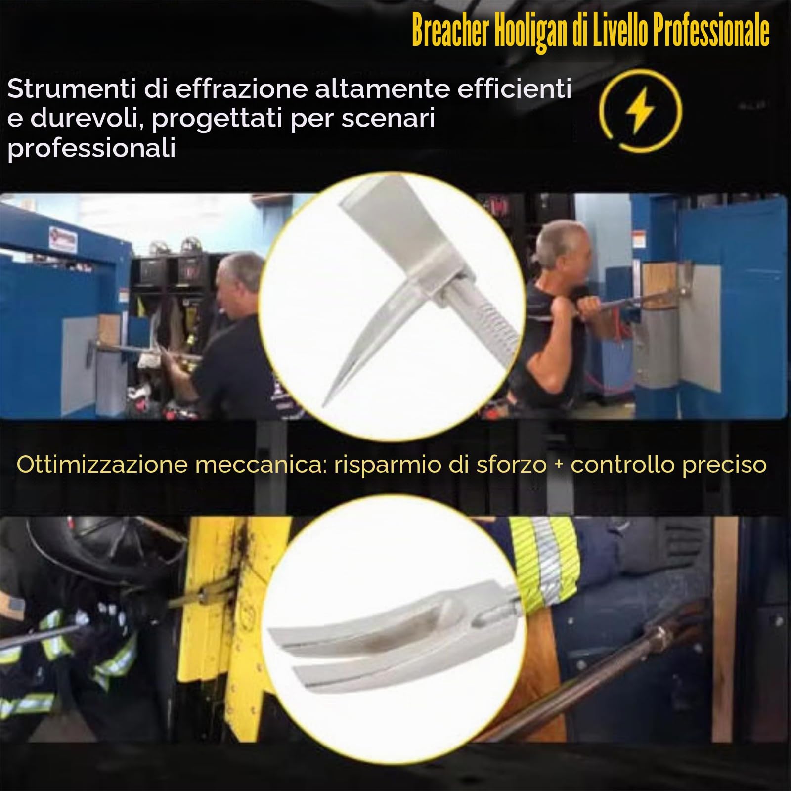 Strumento Halligan, Artiglio per Unghie Pesante in Acciaio Forgiato con Testa Ascia 3 in 1 E Forchetta A Punta - Piede di Porco Multifunzionale per Soccorso E Lavori di Demolizione 610mm