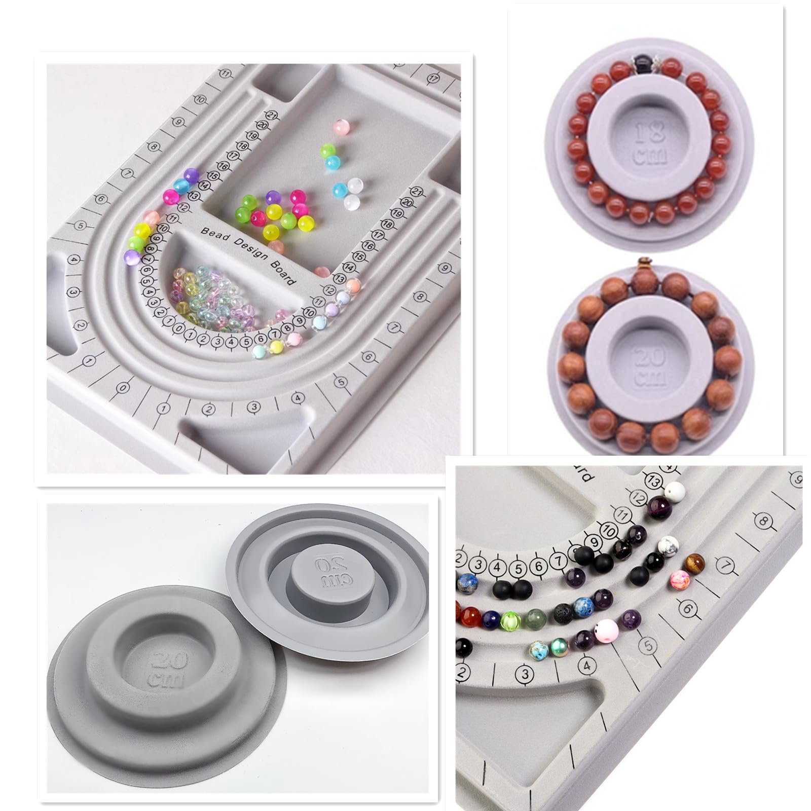 Bead Board Organizzatore Gioielli - 4 Pezzi Grigio Per Creazione Collane E Braccialetti - Vassoio Design Perline - Foto 7