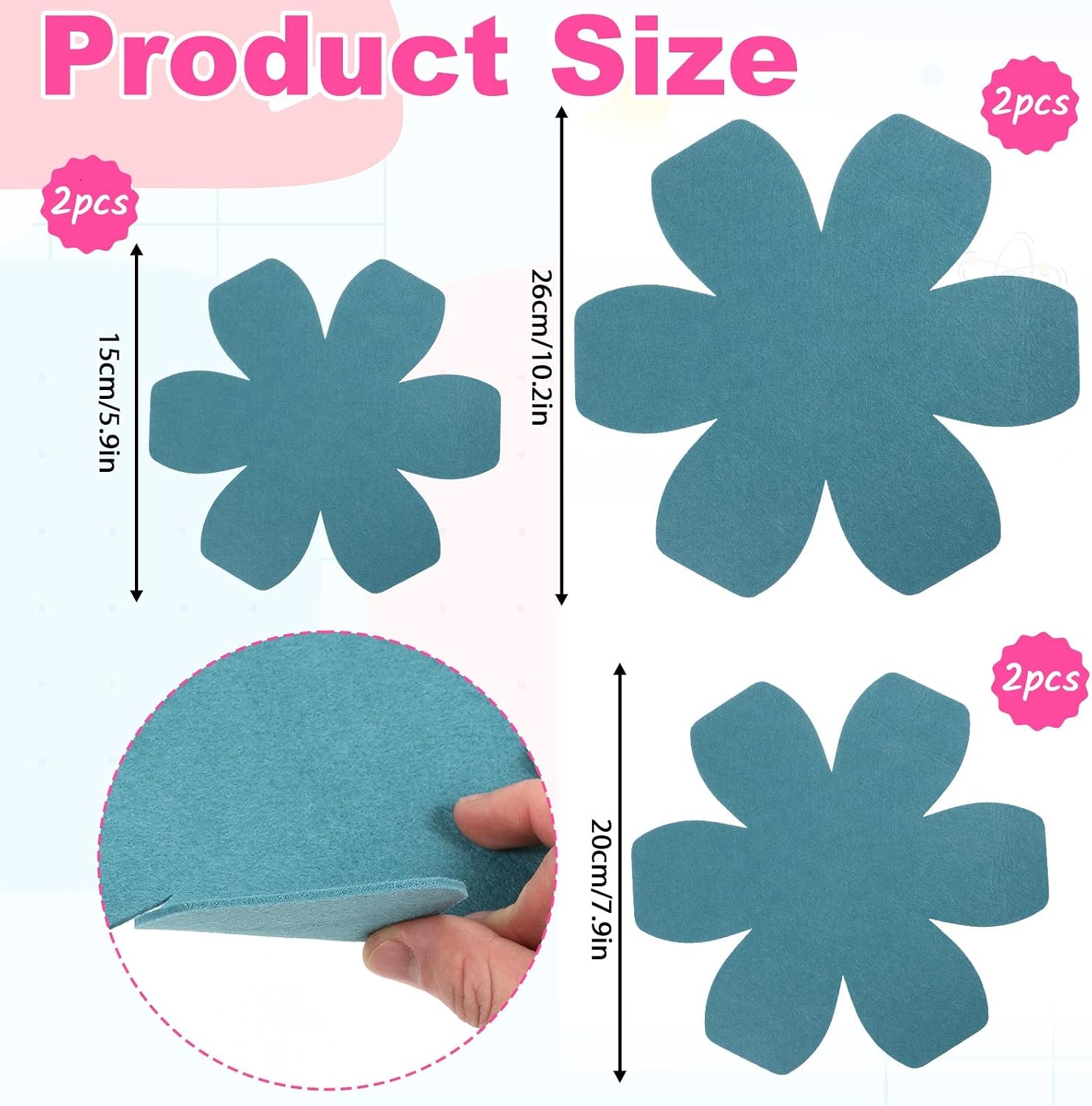 Giantree 6 Pcs Pot and Pan Protectors for Stacking, 3 Sizes Pan Separators Felt, Non-Slip Felt Pans Cookware Separators Blue Pot Protectors Ideal for Stacking and Protecting Pots and Pans