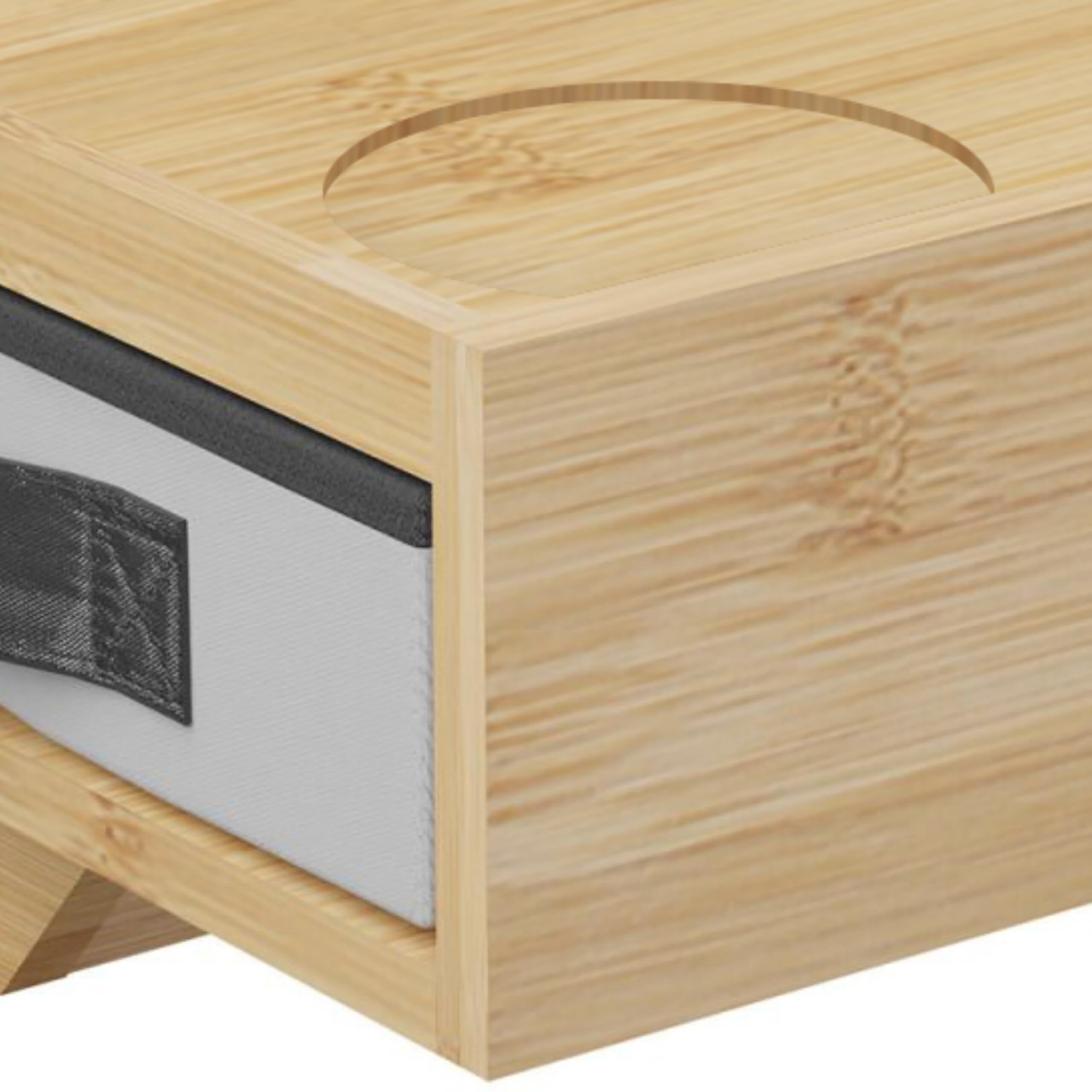 Relaxdays Table de Chevet à Clipser, Lot de 2, Bambou, H x l x P : 14 x 37 x 26,5 cm, tiroir, Tablette de lit, Nature