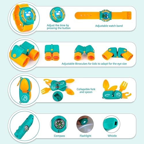 Miniatura 4 de Juego de tienda de campaña desplegable para niños, 45 piezas, juego de simulación para interiores y exteriores, con herramientas de equipo de