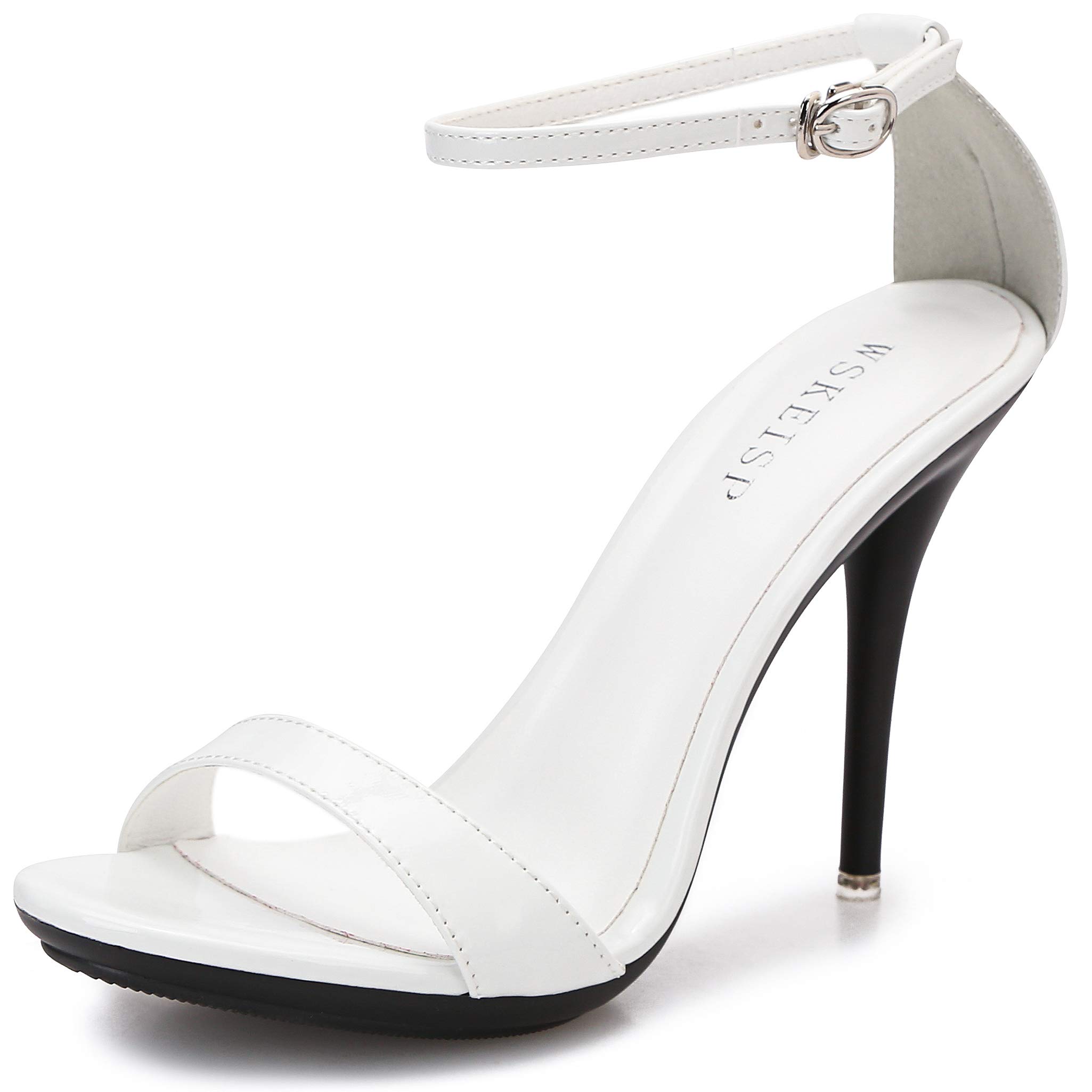 Women's Platform Heels Sandals Open Toe Ankle Strap Elegant Wedding Party Sexy Dress Stiletto Heeled High Heels Pumps, White, 11