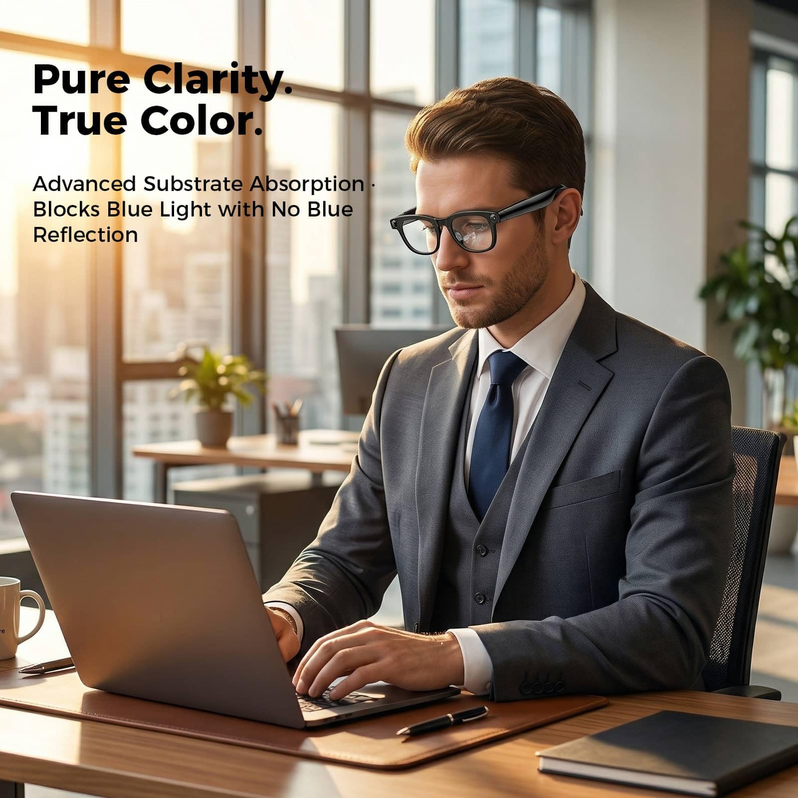 2026 Smart AI Glasses for Men/Women, 8MP 4K POV Camera, AI Assistant, HD Video & Voice Recorder, Meeting Transcriber, Translation, Open-Ear Bluetooth, Blue Light + Extra UV Lenses for Office Work — view 2
