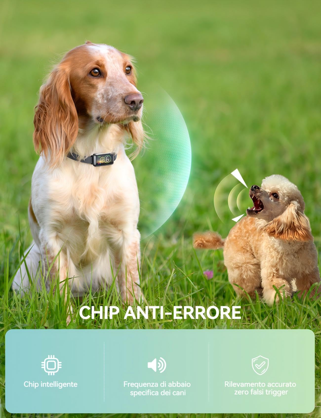 FEELNEEDY Collare Antiabbaio per Cani, Ricaricabile Collare Anti Abbaio per Piccolo/Mediano Cane, Anti Abbaio Con 7 Sensibilità, Funziona da Vibrazione e Modalità Bip, impermeabile IP67