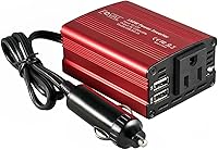 FOVAL 150W Car Power Inverter 12V DC to 110V AC Converter with Dual 3.1A USB Ports for Laptops Phones Road Trips (Red)