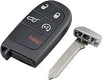 Vista 2 de Carcasa de funda para llave inteligente con control remoto de 5 botones compatible con Jeep Grand Cherokee Dodge Challenger Charger Dart Durango