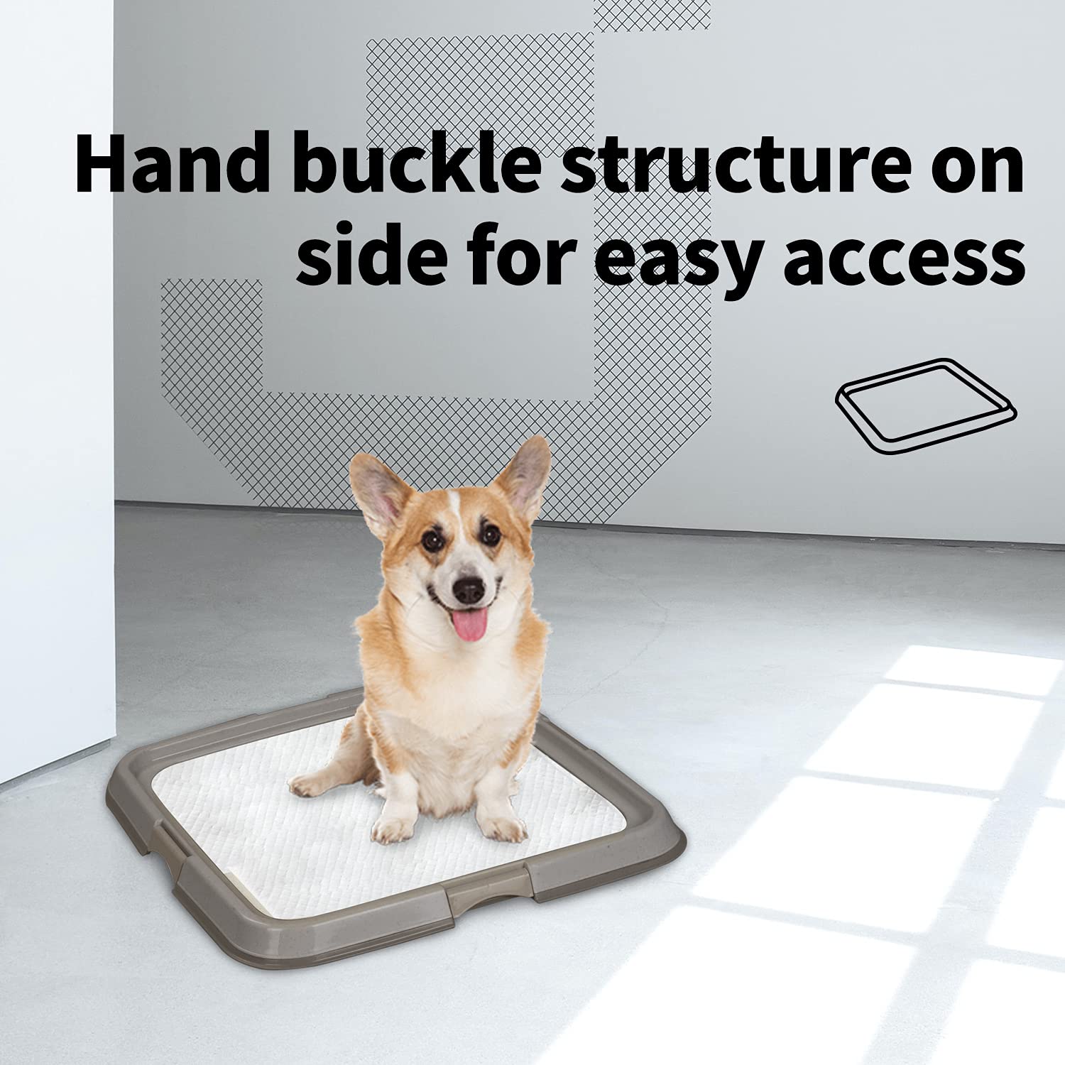 PAWISE Tapis de propreté d'intérieur pour chien, support portable pour animal domestique, bac à litière pour chats, chiots avec plateau, 49 x 36 cm