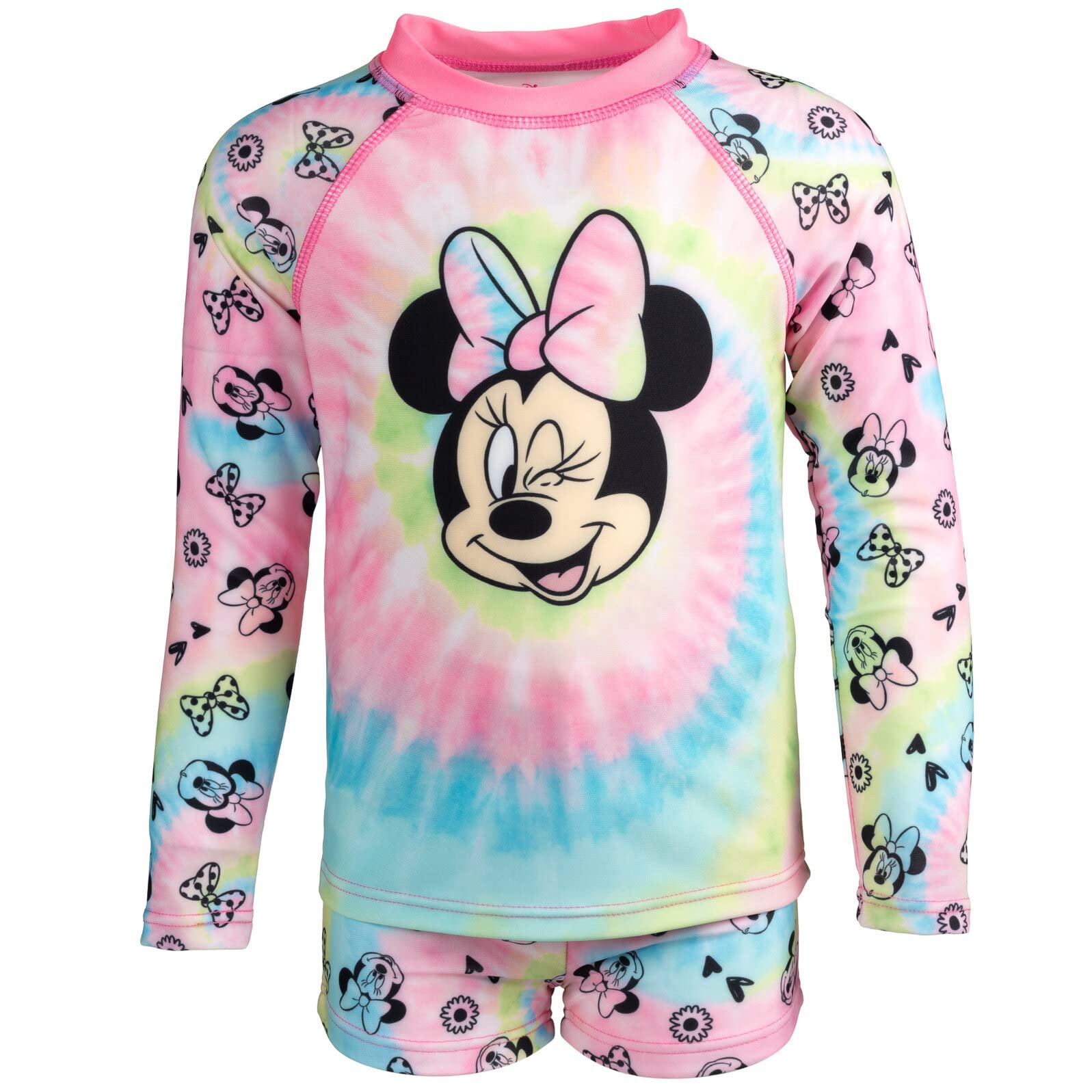 Disney Minnie Mouse Infant Baby Girls Rash Guard and Swim Shorts Set Pink 18 Months