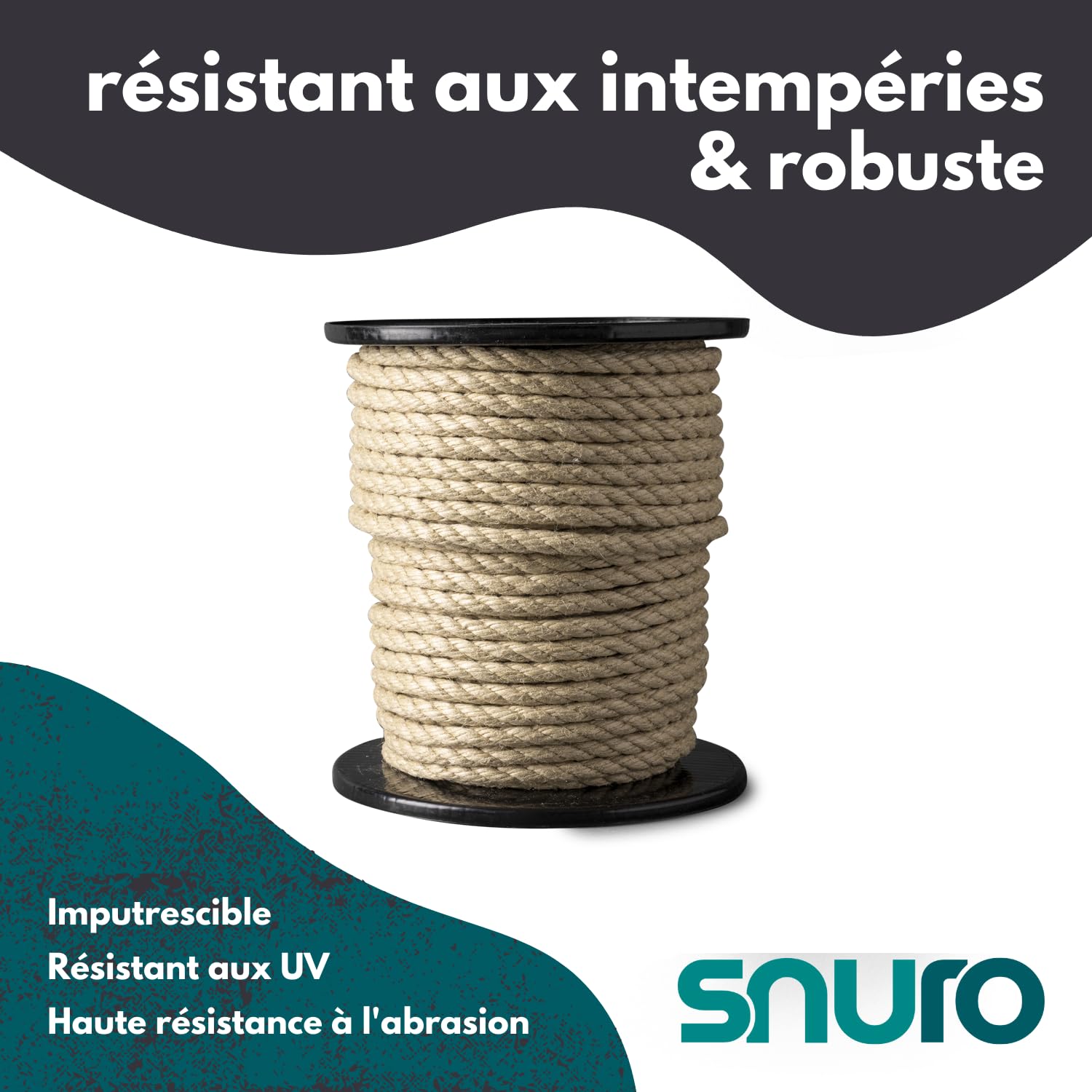 Corde de Chanvre Synthétique (10mm, 50M) - épaisse, torsadée, Aspect Naturel - Loisirs, Sport & Décoration - Charge de Rupture 830kg