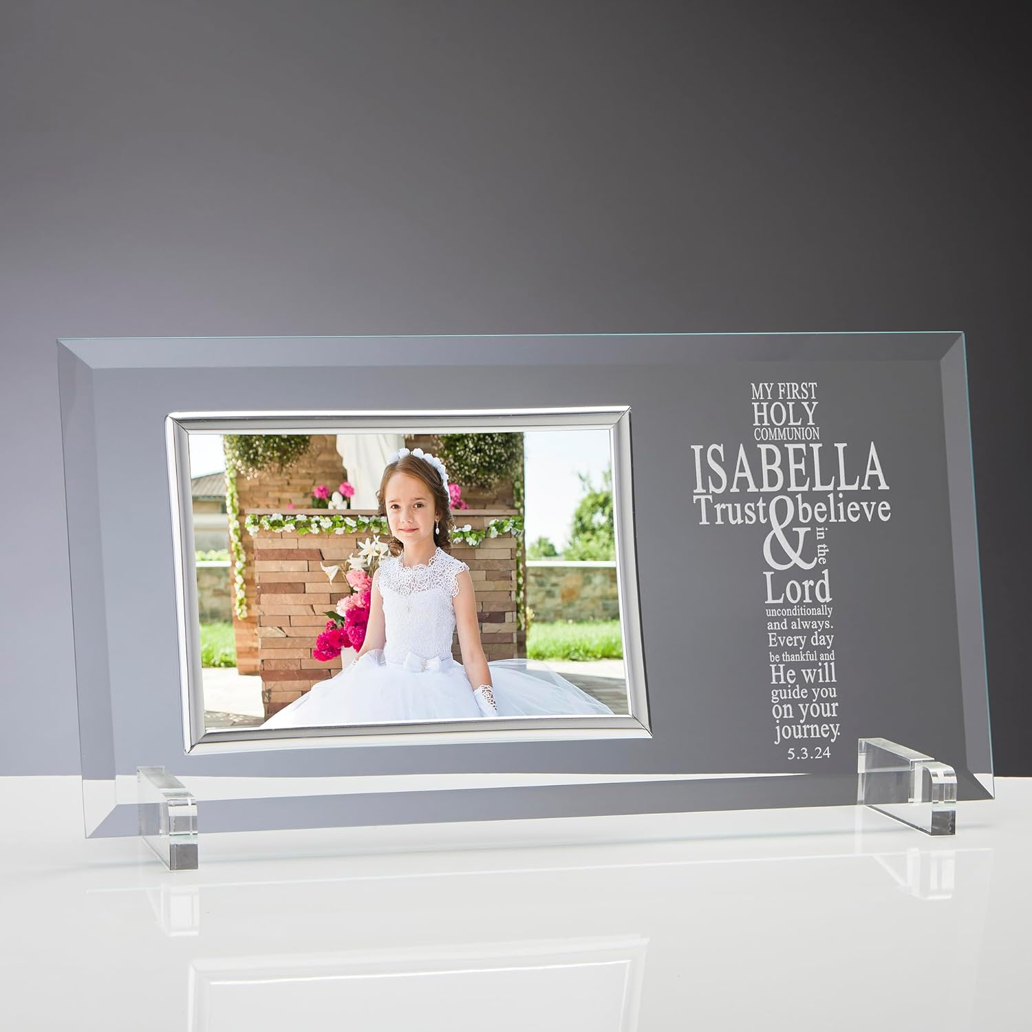 Personalization Universe First Communion Personalized Glass Picture Frame