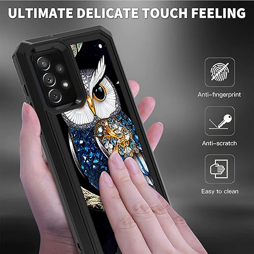 Miniatura 6 de Funda para teléfono Galaxy A53 5G con bonito patrón de búho para hombres y mujeres, doble capa híbrida de PC duro TPU suave a prueba de golpes,
