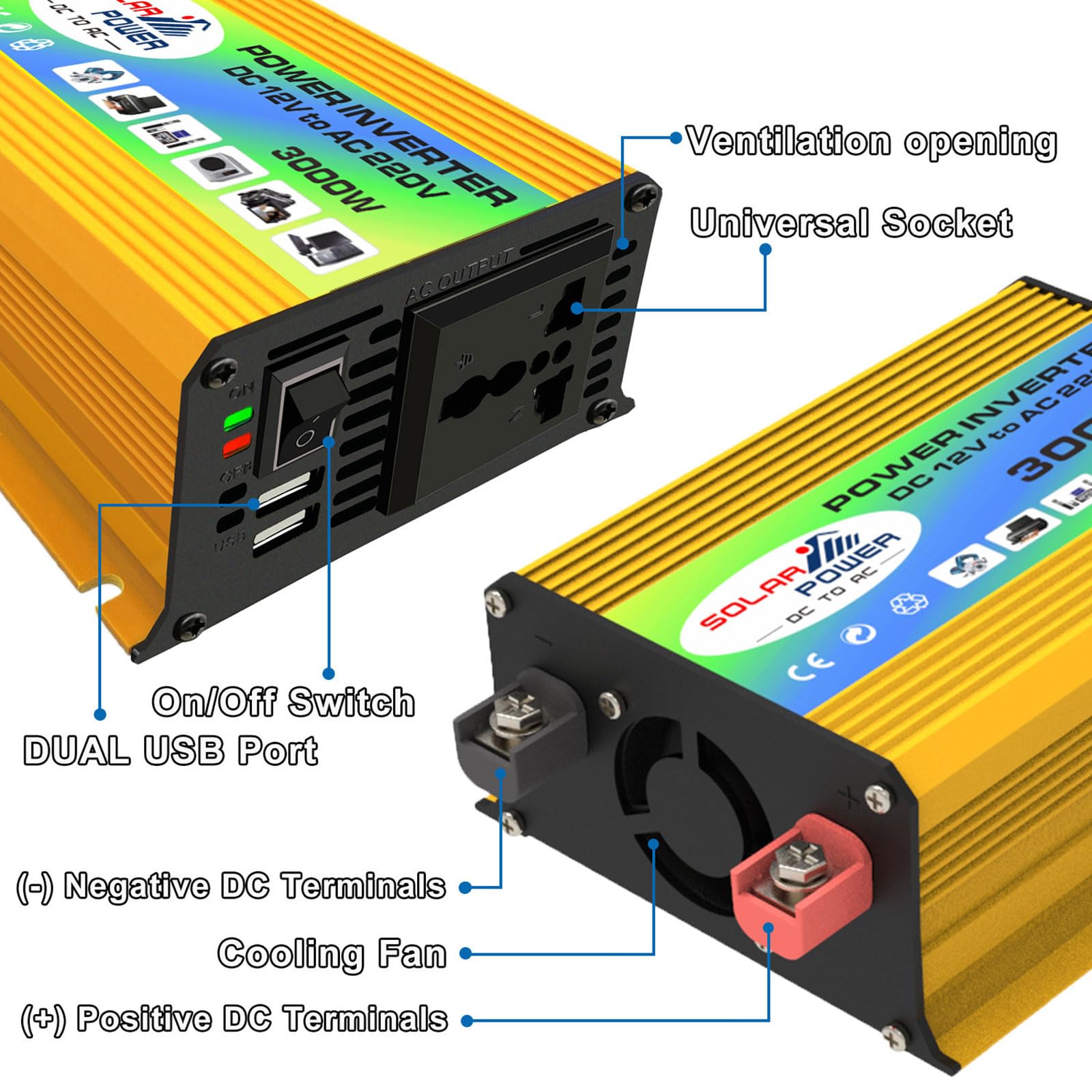 Kit inverter solare off-grid da 3000 W con pannello impermeabile da 18 W e controller da 30 A