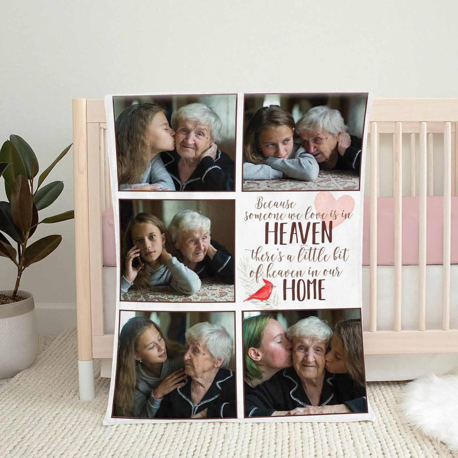 Artsadd Customized Memorial Blanket with Photo, Someone in Heaven Throw Blanket for Loved Ones Lost Funeral Sympathy Gifts Personalized in Loving Memory Mom Dad Picture Bed Blanket 40x50
