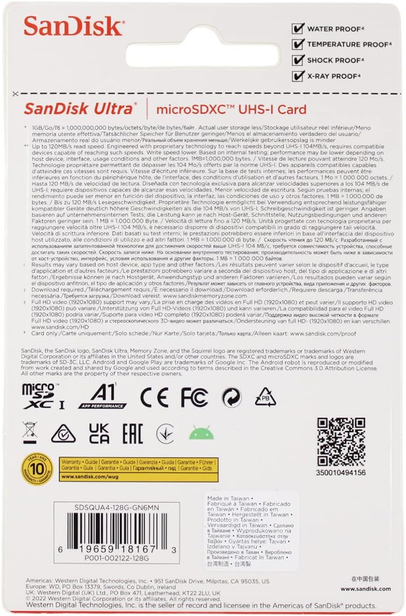 SanDisk 128GB Ultra® microSDXC 120MB/s A1 Class 10 UHS-I