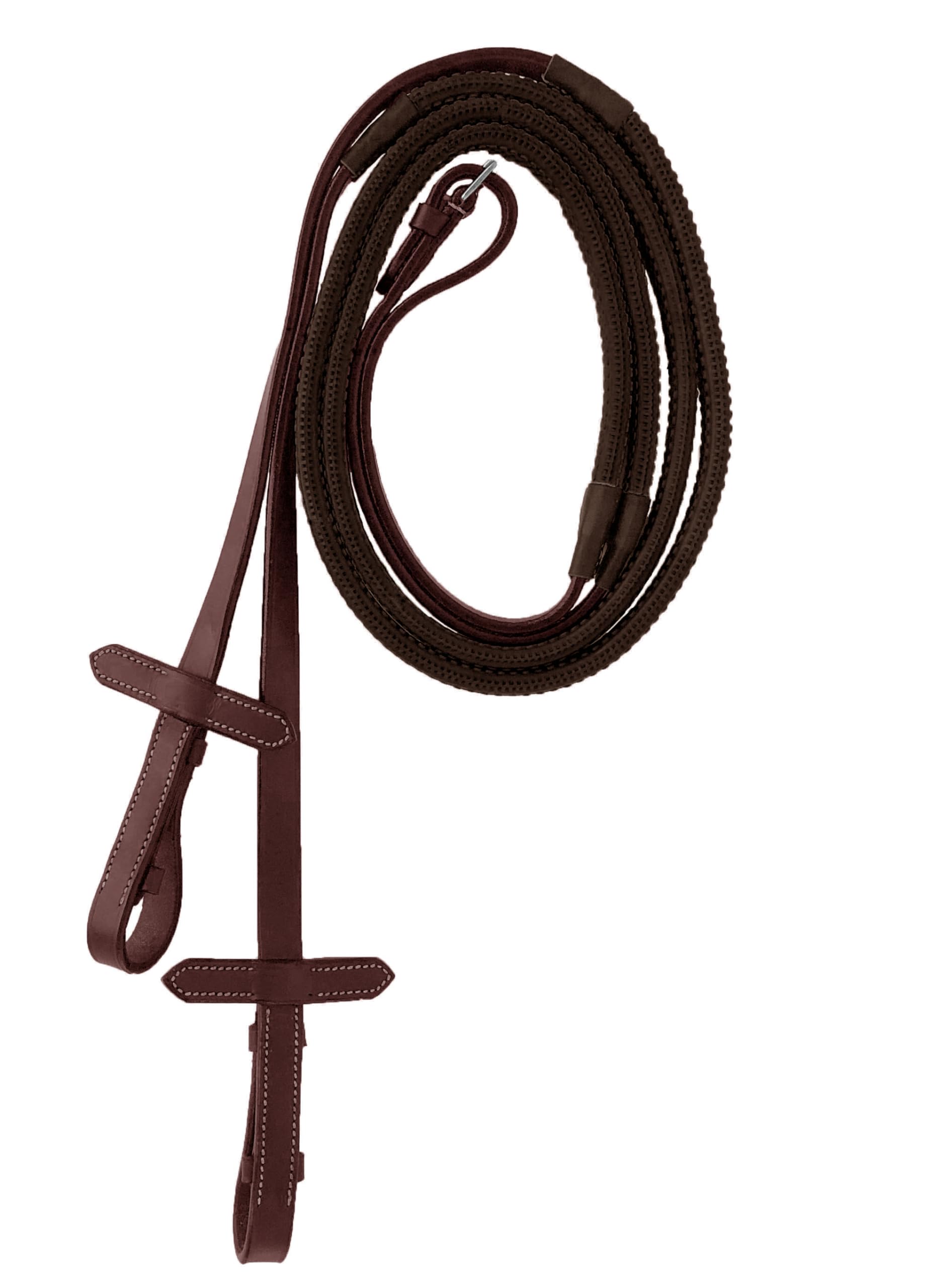Equitem Leather English Reins with Rubber Training Grips (Pony Size 50