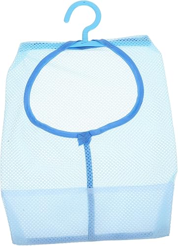 YarNOW - Bolsa multiusos con percha, malla para lavandería, cesta de almacenamiento plegable para colgar, gancho para ropa y toalla (azul)