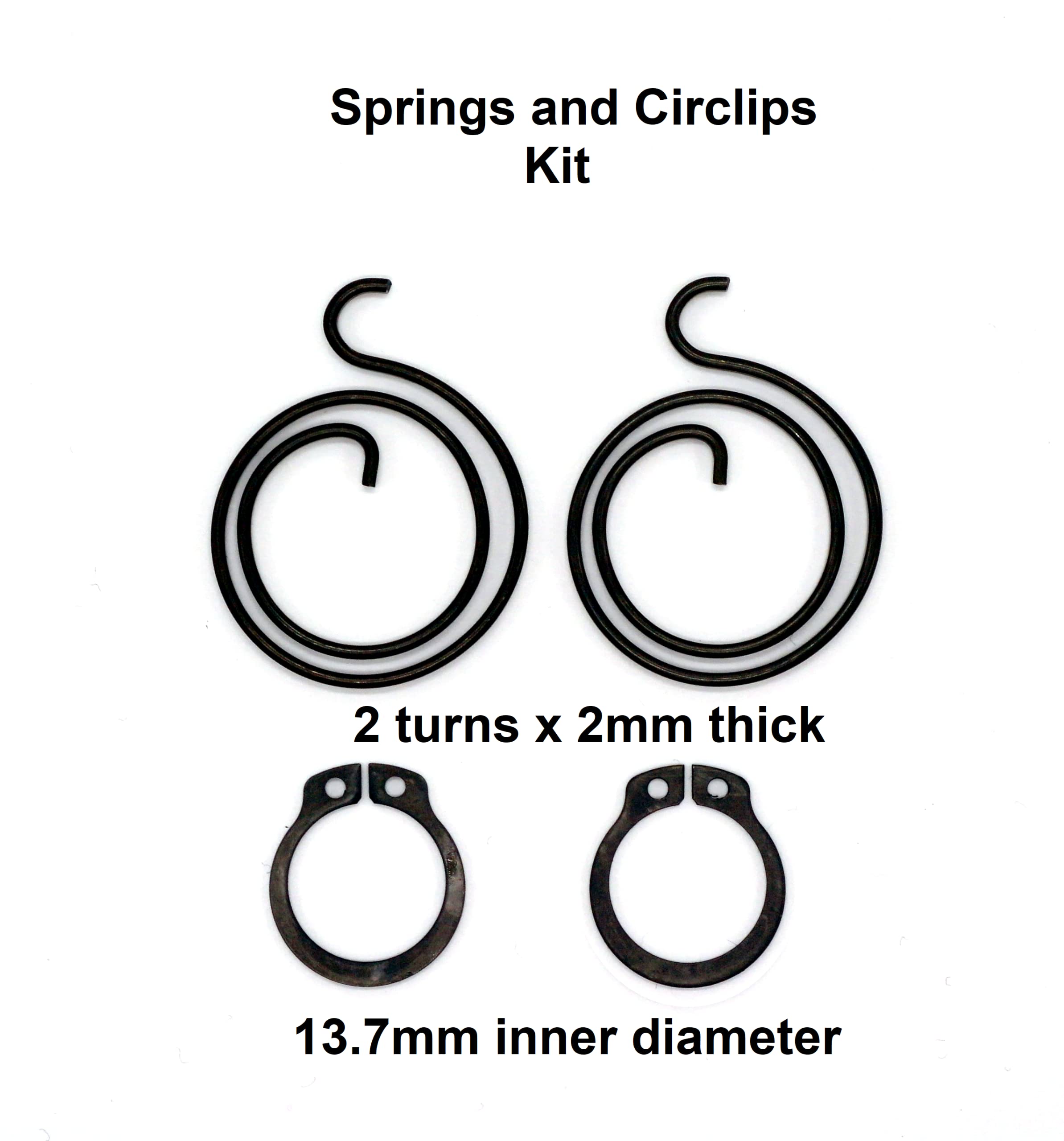 Door Handle Repair Kit 4 Springs 2 Turns x 2mm Thick and 4 Circlips of 13.7mm Inner Diameter Pack of 8 (4 Springs and 4 Circlips) (2 Turns x 2mm Kit) - Image 2