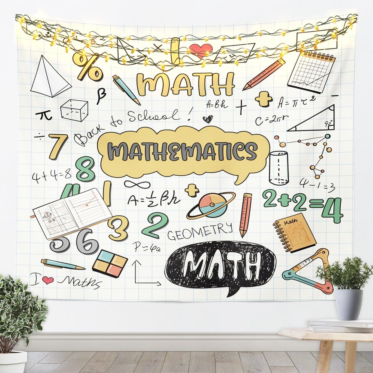 Erosebridal Math Equation Tapestry Beach Throws Mathematics Formula Tapestries for Kids Boys Girls Science Students School Educational Wall Hangings Child Dorm Decor Wall Art Decor