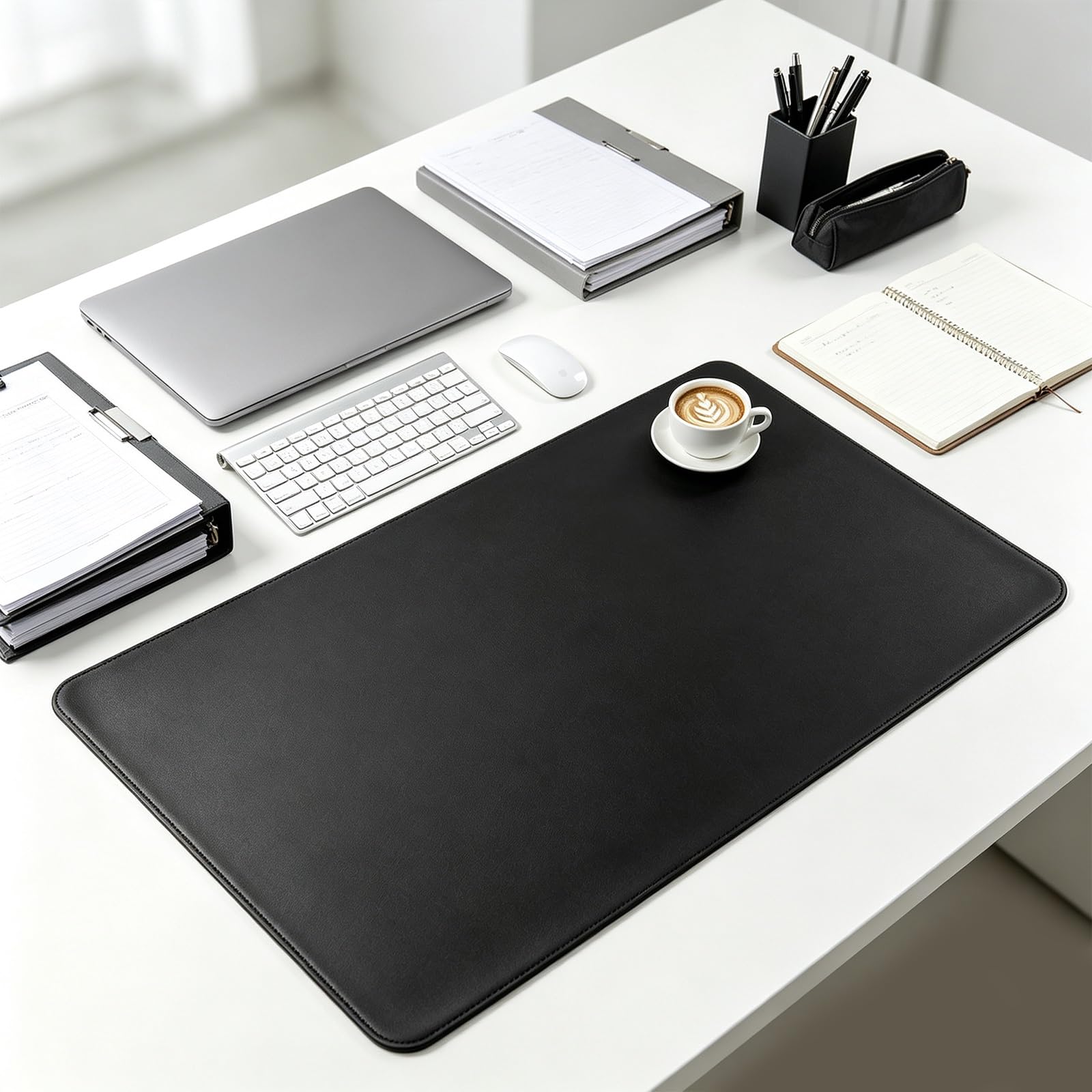 Grande Tappetino Mouse da Scrivania, Extended Mouse Pad Gaming | , Desk Mat Impermeabile con Superficie Liscia Antiscivolo per Computer Ufficio Casa, Tastiera e Mouse(Black,90x40cm)