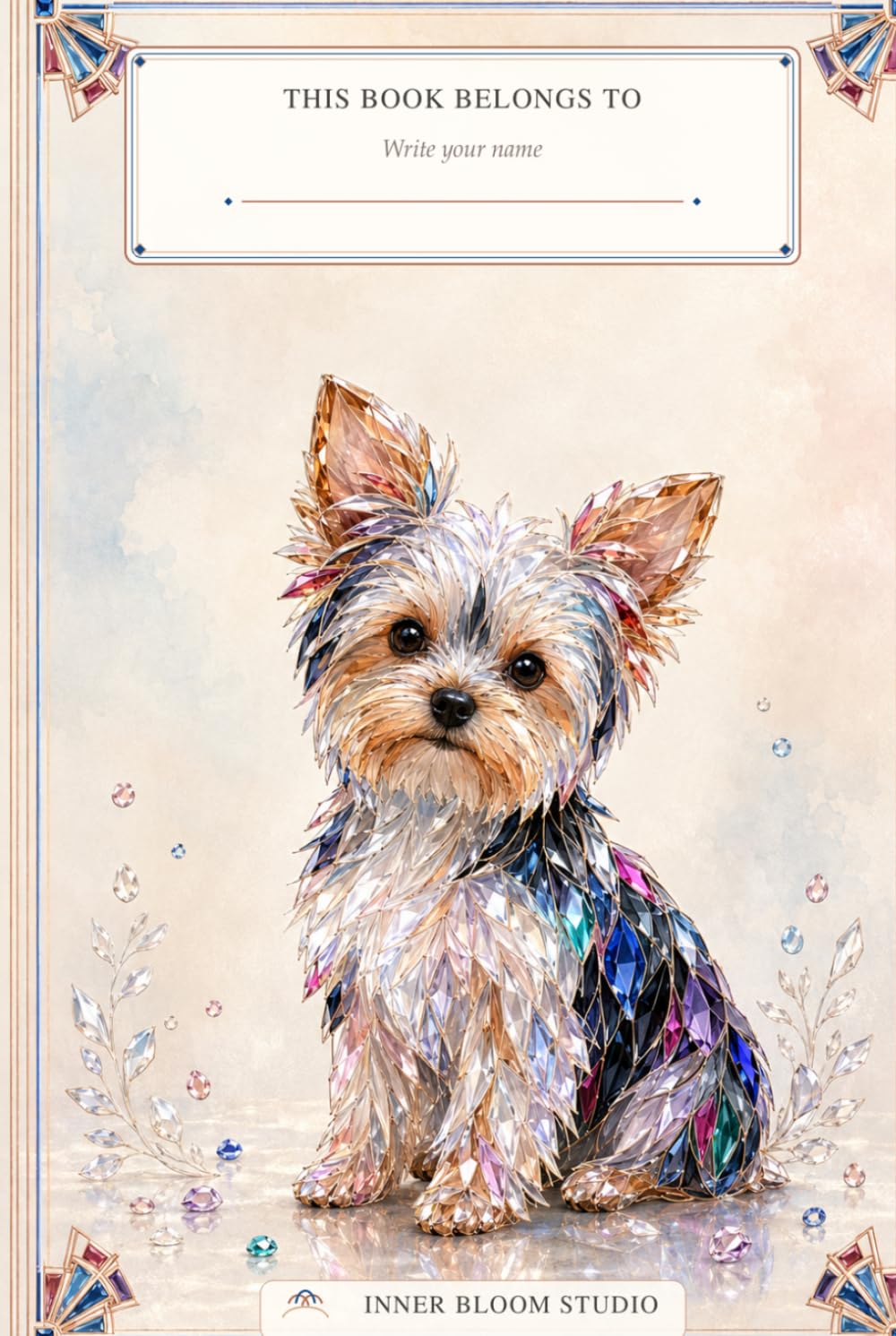 Art Deco Crystal Parti Yorkie Notebook 250 Pages Hardcover: Elegant 6 × 9 Dotted Grid Notebook for Notes, Planning, Sketching, Doodling, Scrapbooking and Creative Journaling