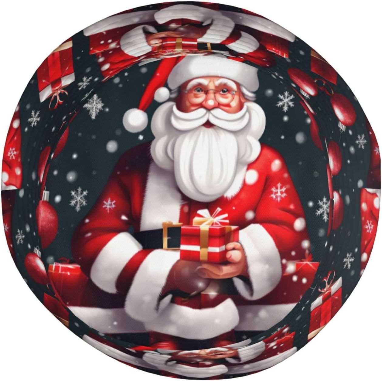 Christmas Santa Clauss Print Winter Bucket Hat Packable Unisex Sun Hat Summer Travel Beach Fishing Cap for Men Women Black