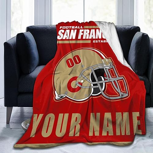 Manta de franela de San Francisco de 50 x 60 pulgadas, ligera, suave y cálida, estilo de fútbol, regalos para hombres, mujeres, fanáticos,
