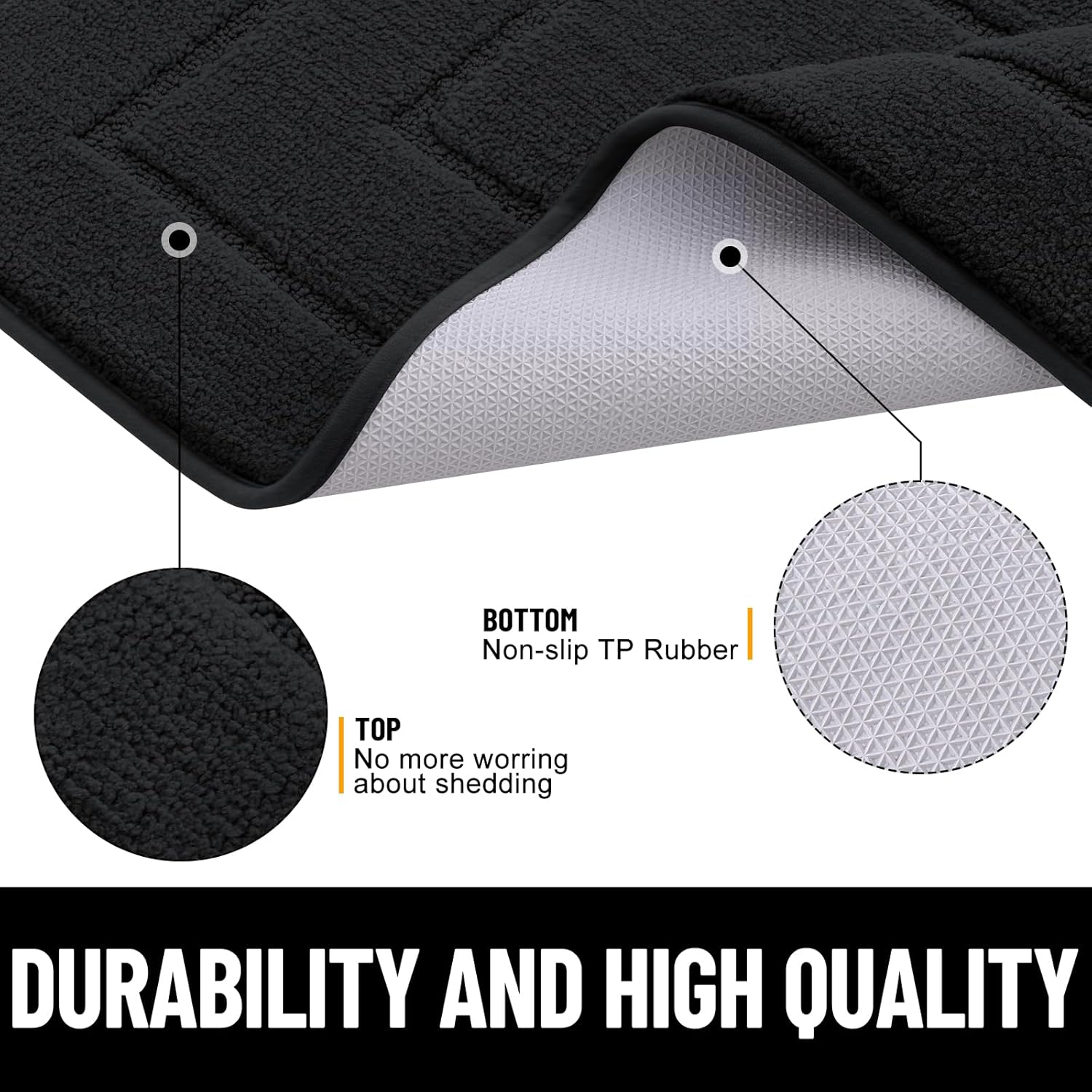 Smiry Dog Door Mat for Muddy Paws 2 Piece Set, Chenille (Black 30x20) and Frame Design (Black 30x20) Doormat for Front Indoor Entrance