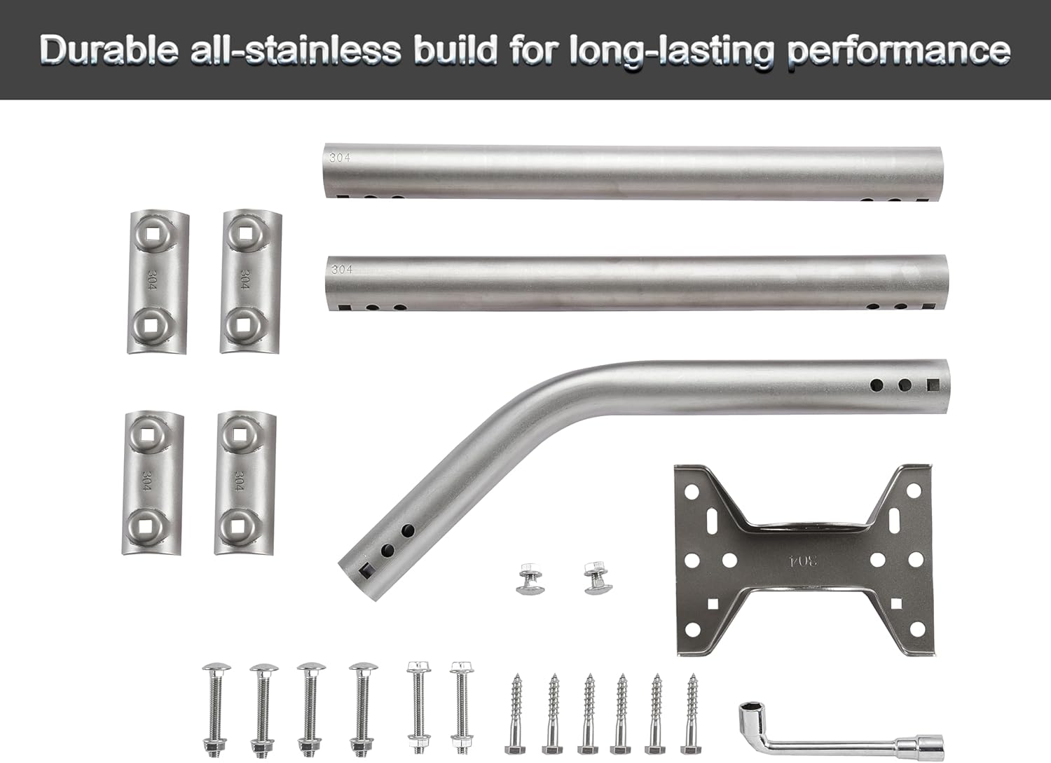 CEKAY Stainless Steel Antenna Mount (1.5" x 51"), Heavy-Duty Adjustable J-Pole Mast for TV Antenna, Starlink, Satellite Dish, or Weather Station, Universal Wall, Eave & Roof Mounting Bracket