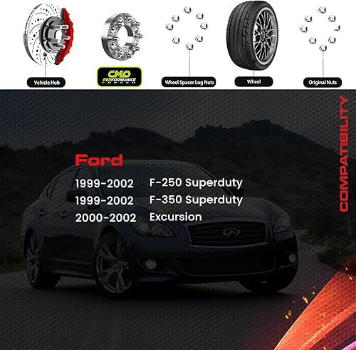 Miniatura 3 de Customadeonly Espaciadores de rueda centrados de 1.5 pulgadas, 8 x 170 pulgadas, compatibles con Ford F-250 Super Duty 1999-2002, F-350 Super Duty