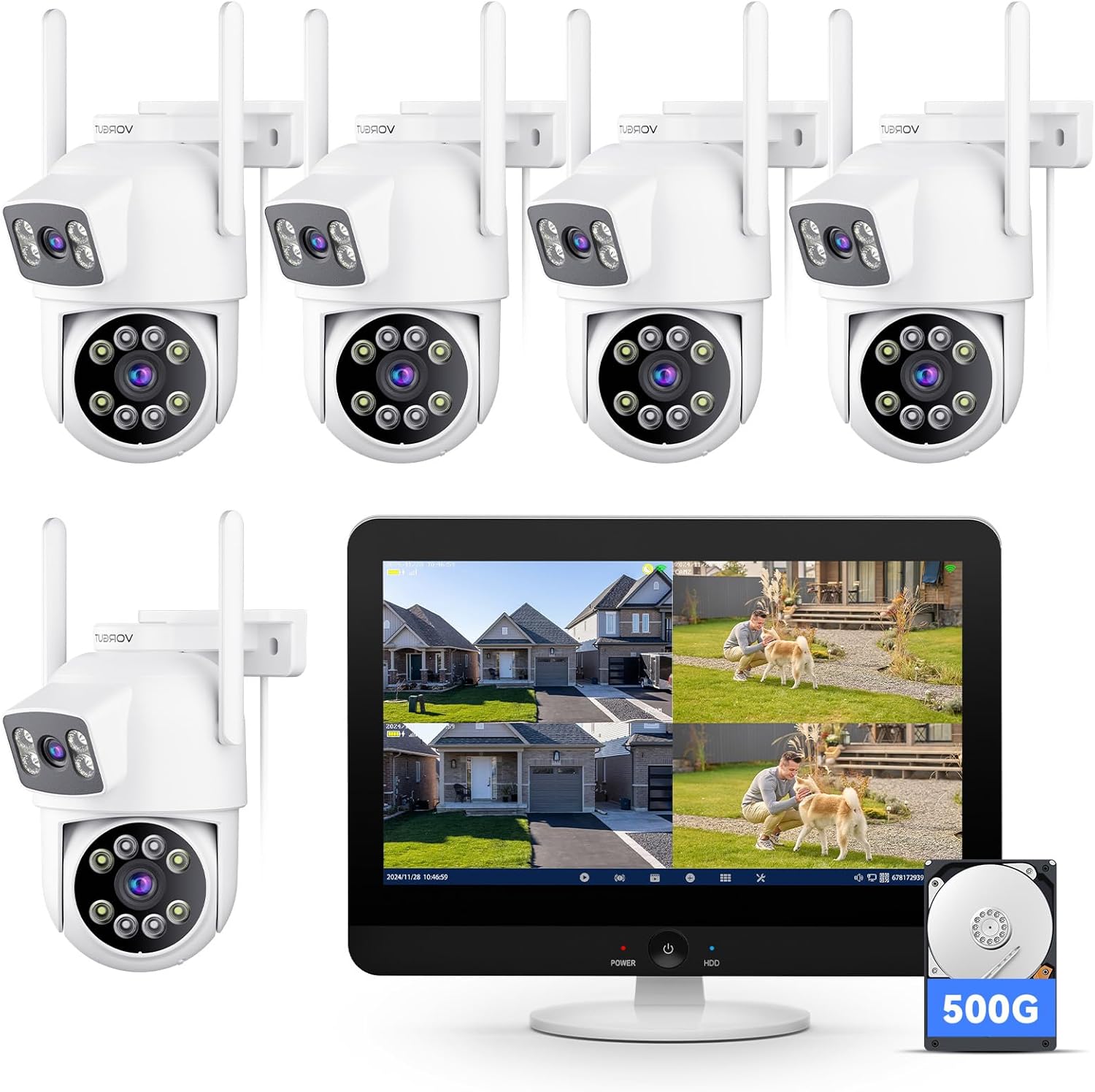 防犯カメラ 屋外 ソーラー 2台セットVORGUT 監視カメラ VORGUT 防犯カメラ 屋外 ソーラー 2台セット モニター付き(400万画素