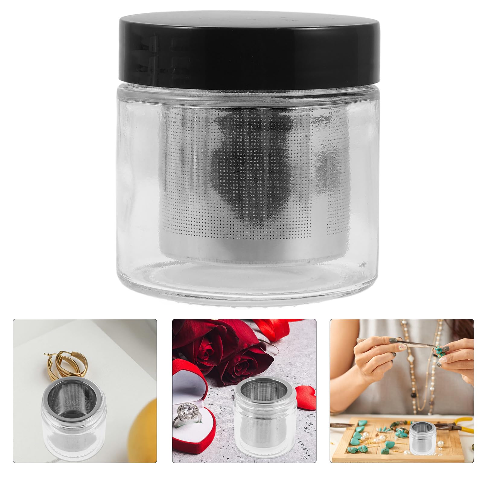 TEHAUX 4stücke Cleaning Cup Vielseitiger Schmuck Und Uhrenreiniger Für Funkelnde Ergebnisse Glasflasche Effektiven Von Schmuckstücken Armbanduhren Und Kleinen