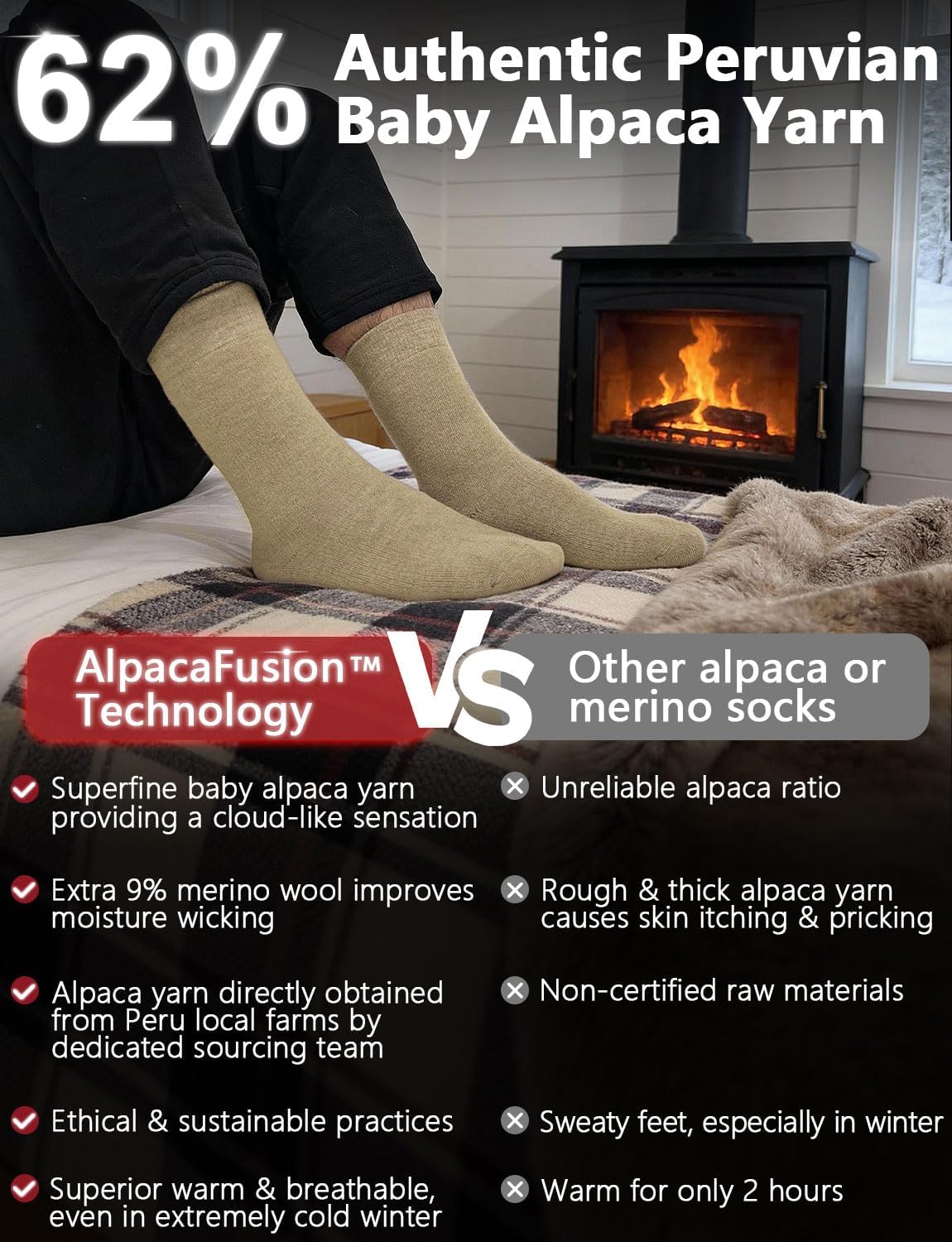Alpaca Wool Winter Heavyweight Crew Socks Warm Thick Thermal Hiking Boot Work Cushioned Cozy Moisture Wicking - Image 4