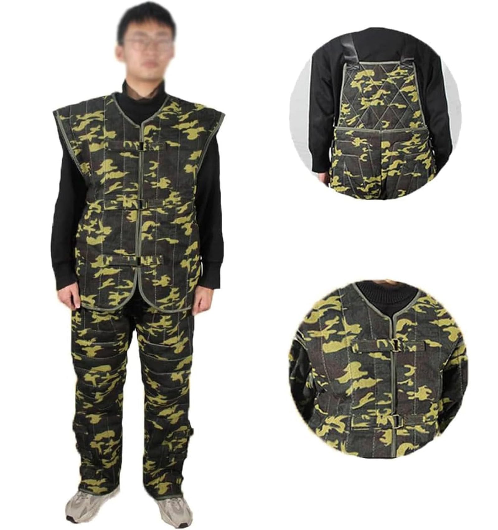 Traje de adiestramiento canino,Ropa protectora para adiestramiento canino,grueso, antidesgarros,Mangas extraíbles con cremallera,Altura recomendada: 1,65-1,85 m