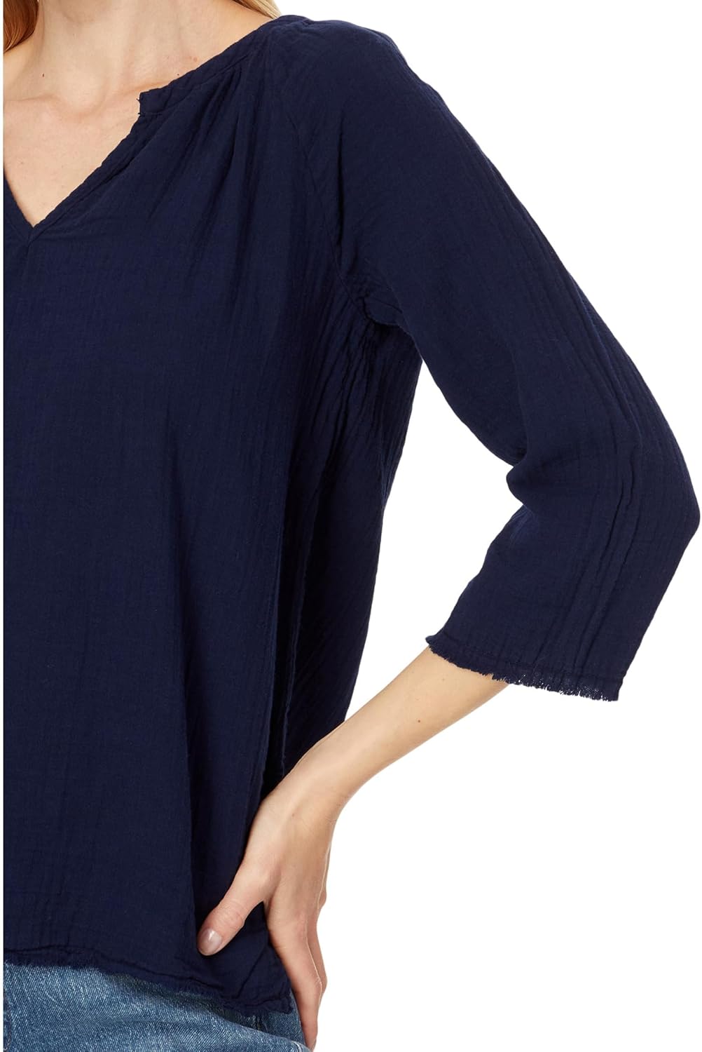 Mod-O-Doc Women's 3/4 Sleeve Split Neck Top - Image 3